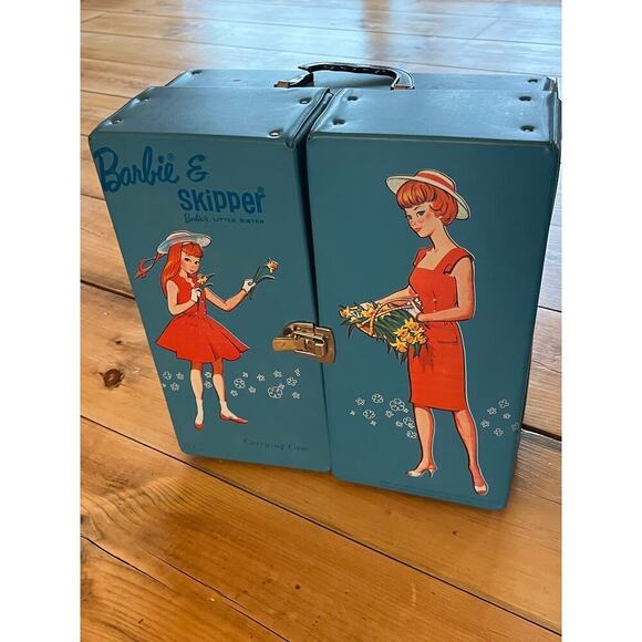 VTG Mattel 1964 Barbie & Skipper Carrying Case Doll Trunk. Blue. Read - Picture 1 of 10